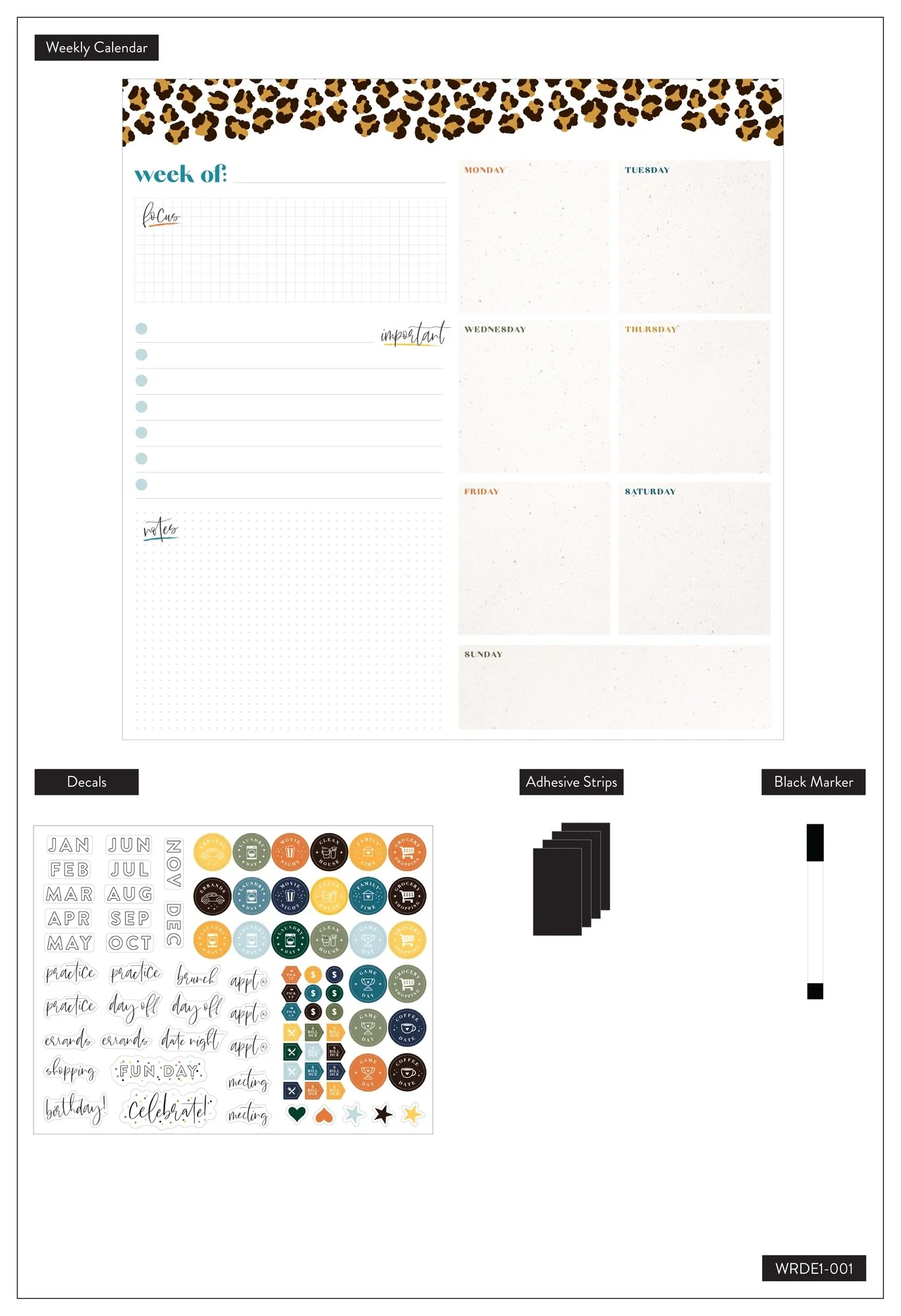 Rolled Weekly Dry Erase Calendar - Leopard - Image 2